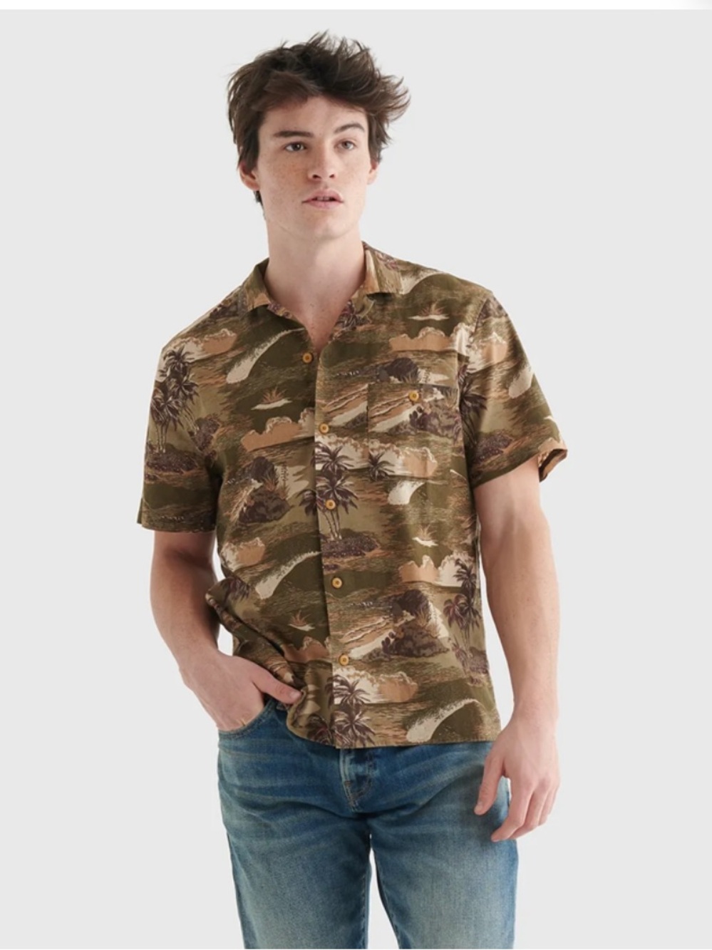 Lucky Brand Short Sleeve Hawaiian Club Collar Shirt Mens Size Large BNWT
